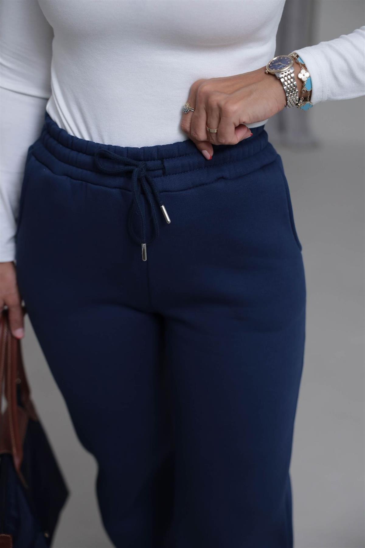 0015 Palazzo 3 İplik Şardonlu Eşofman Altı LACİVERT