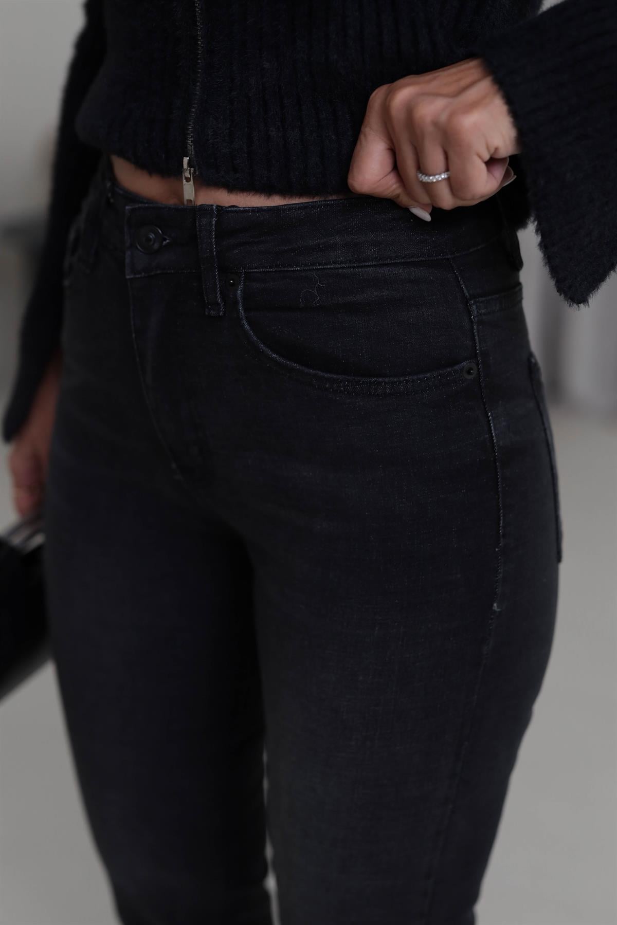 1419 ZA Likralı Mom Jean SİYAH