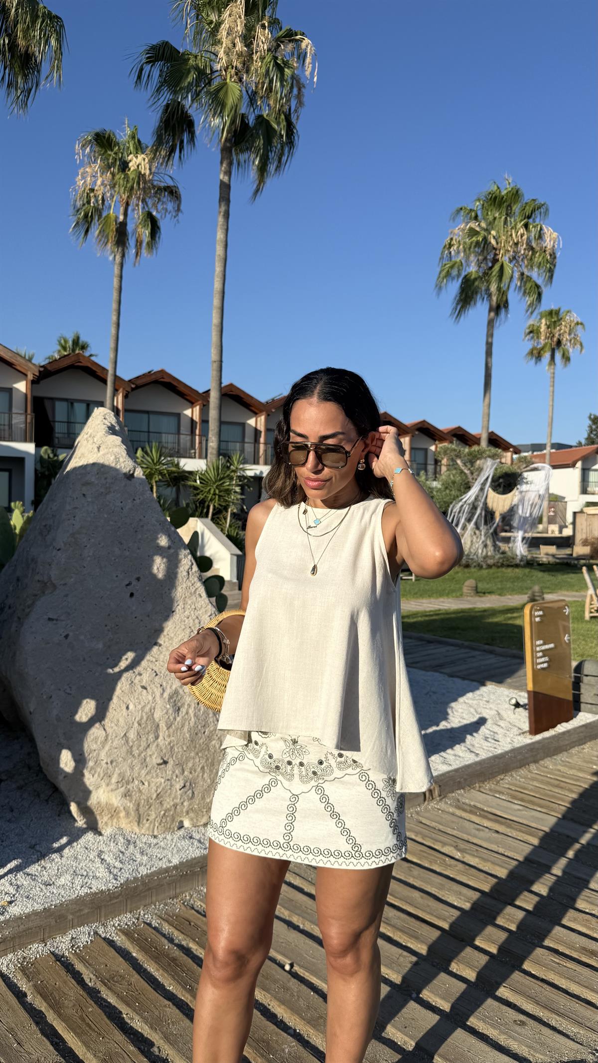 0004 Keten Salaş Asimetrik Bluz NATURAL