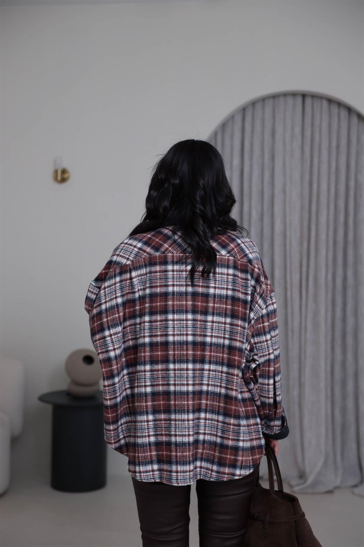 4013 Kadife Yaka Yünlü Oduncu Gömlek Ceket BORDO