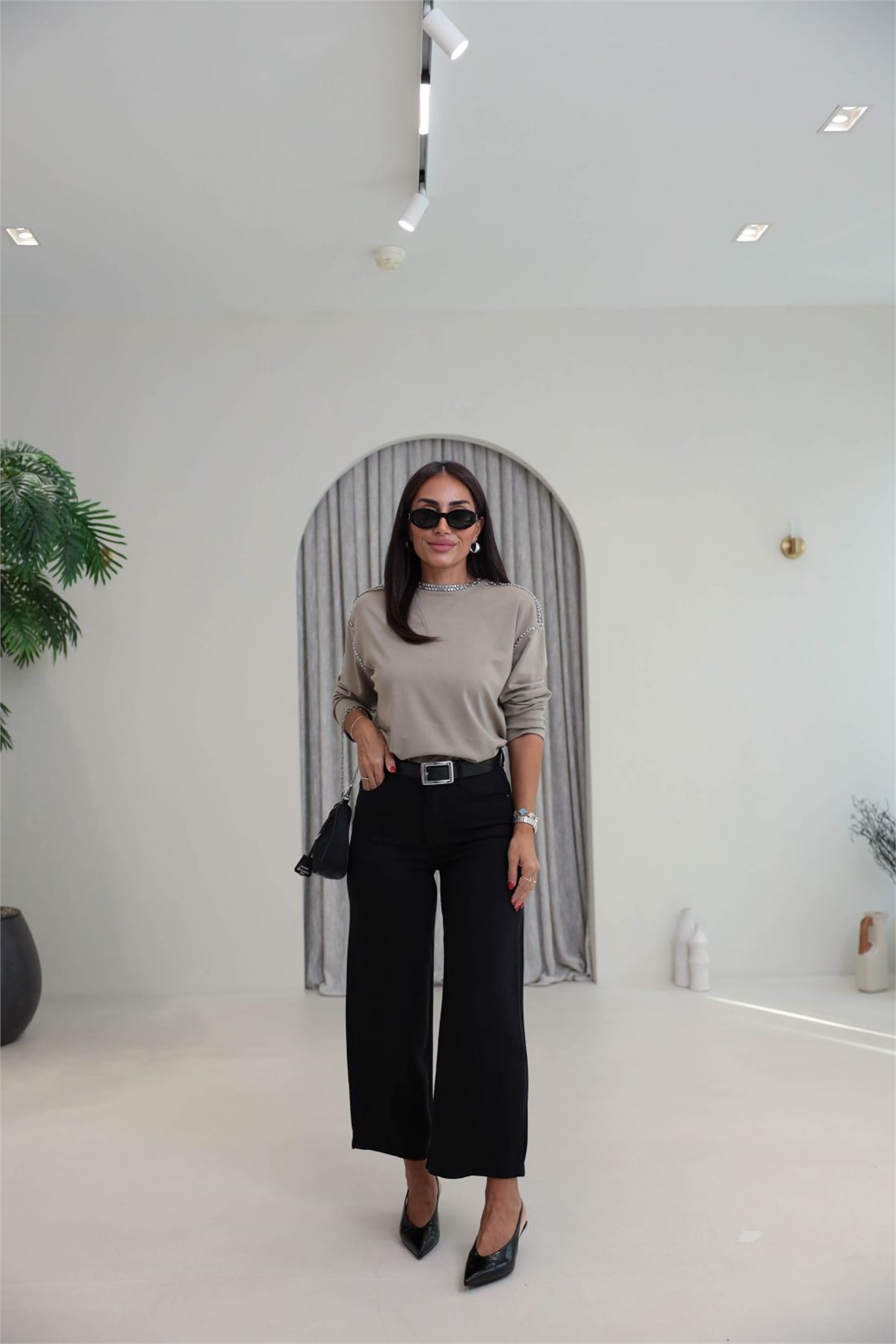 1027 Culotte Tencel Kumaş Pantolon SİYAH