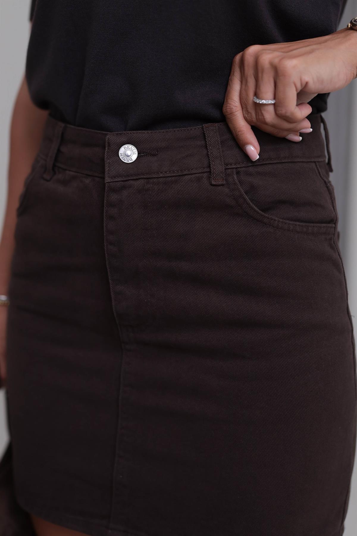 0257 Mini Kot Etek KAHVE