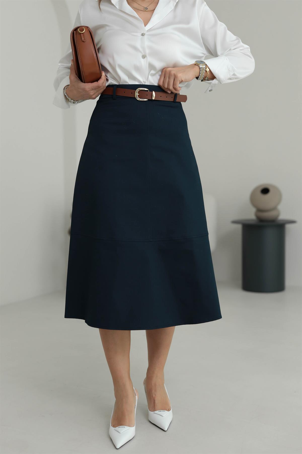 1967 Kemerli Midi Boy Etek PETROLYEŞİLİ