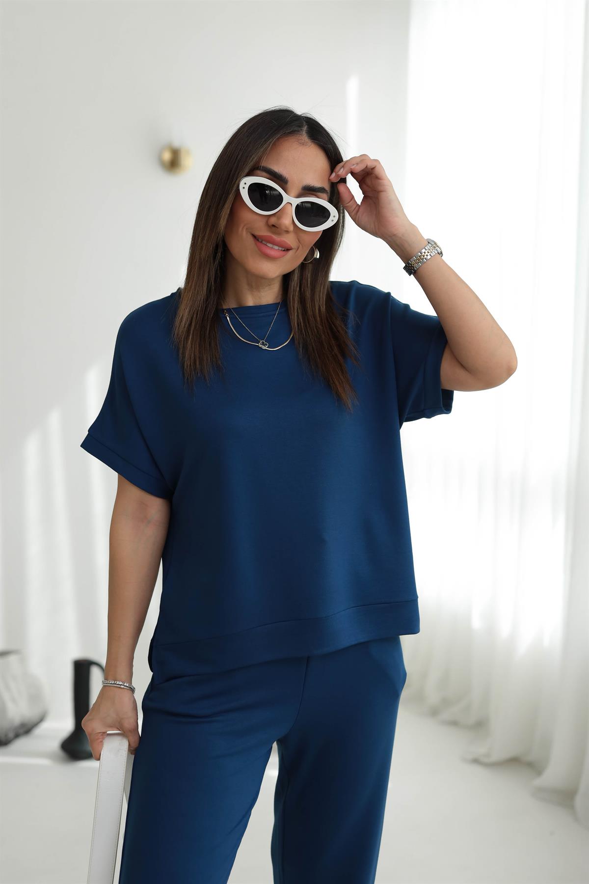 3183 Kısa Kol Modal Takım LACİVERT