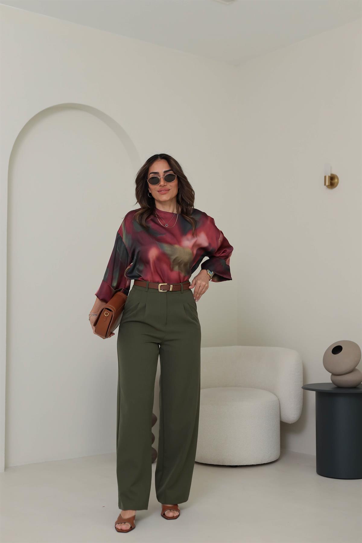 2300 Palazzo Pantolon HAKİ YEŞİL