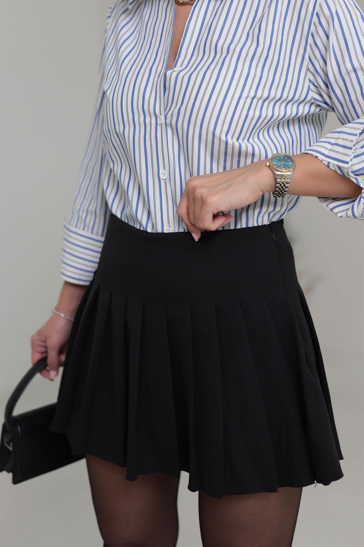 5683 Pliseli Şort Etek SİYAH