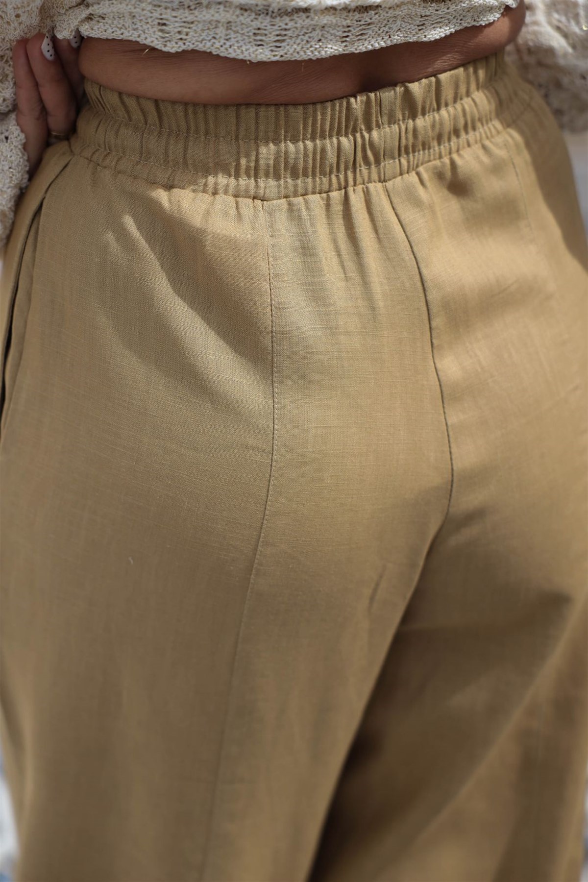 7571 Beli Lastikli Havuç Pantolon OLİVE