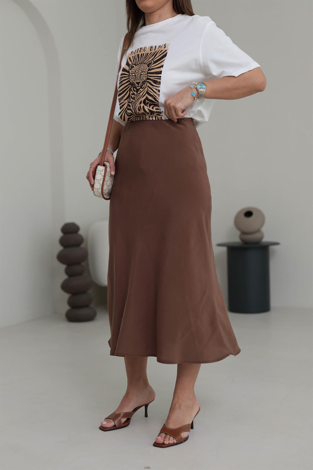 7055 Dokuma Verev Etek KAHVE