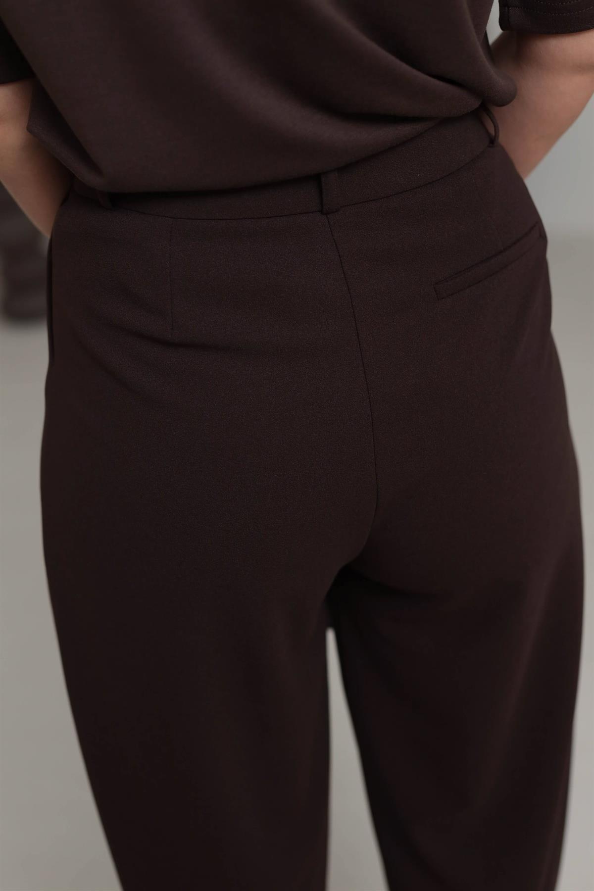 3102 Rahat Kalıp Likralı Pantolon ACI KAHVE