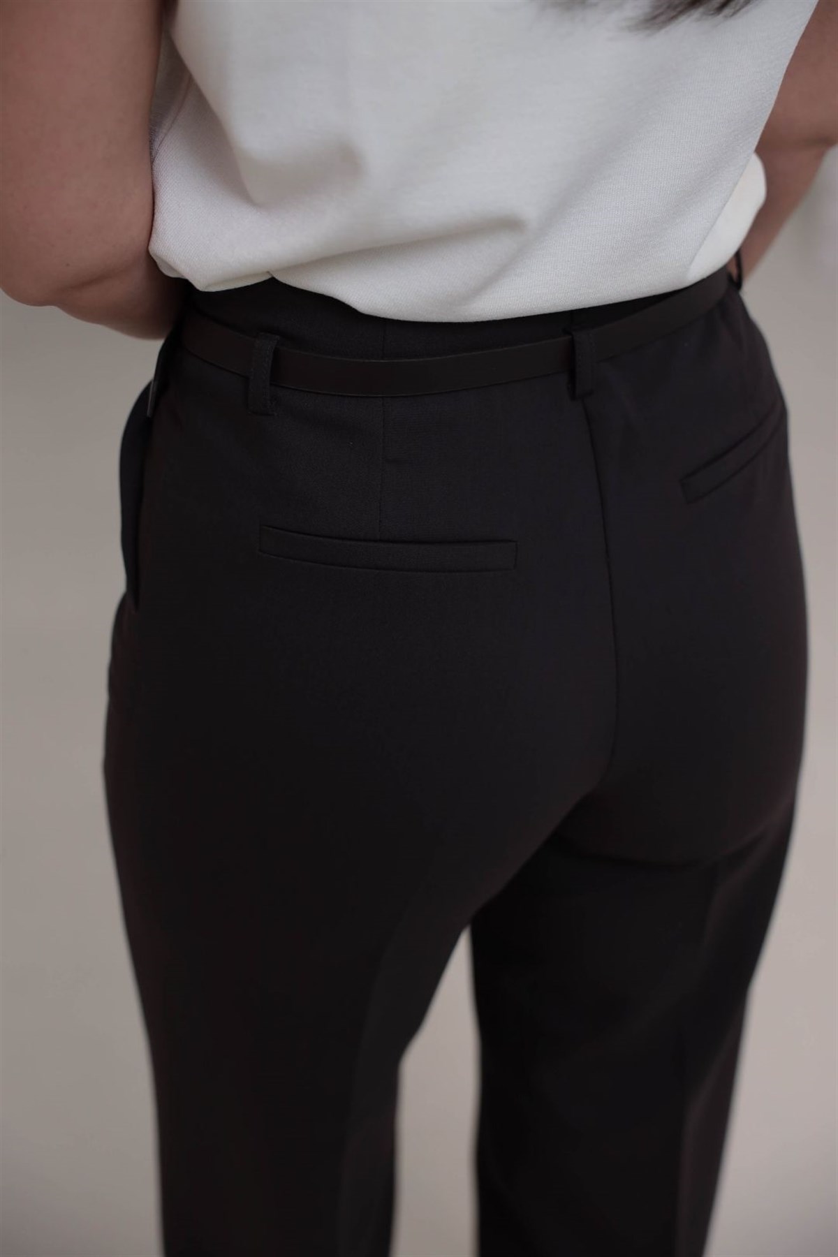 7050 Kemerli Paçası Dikiş Detay Palazzo Pantolon ACI KAHVE