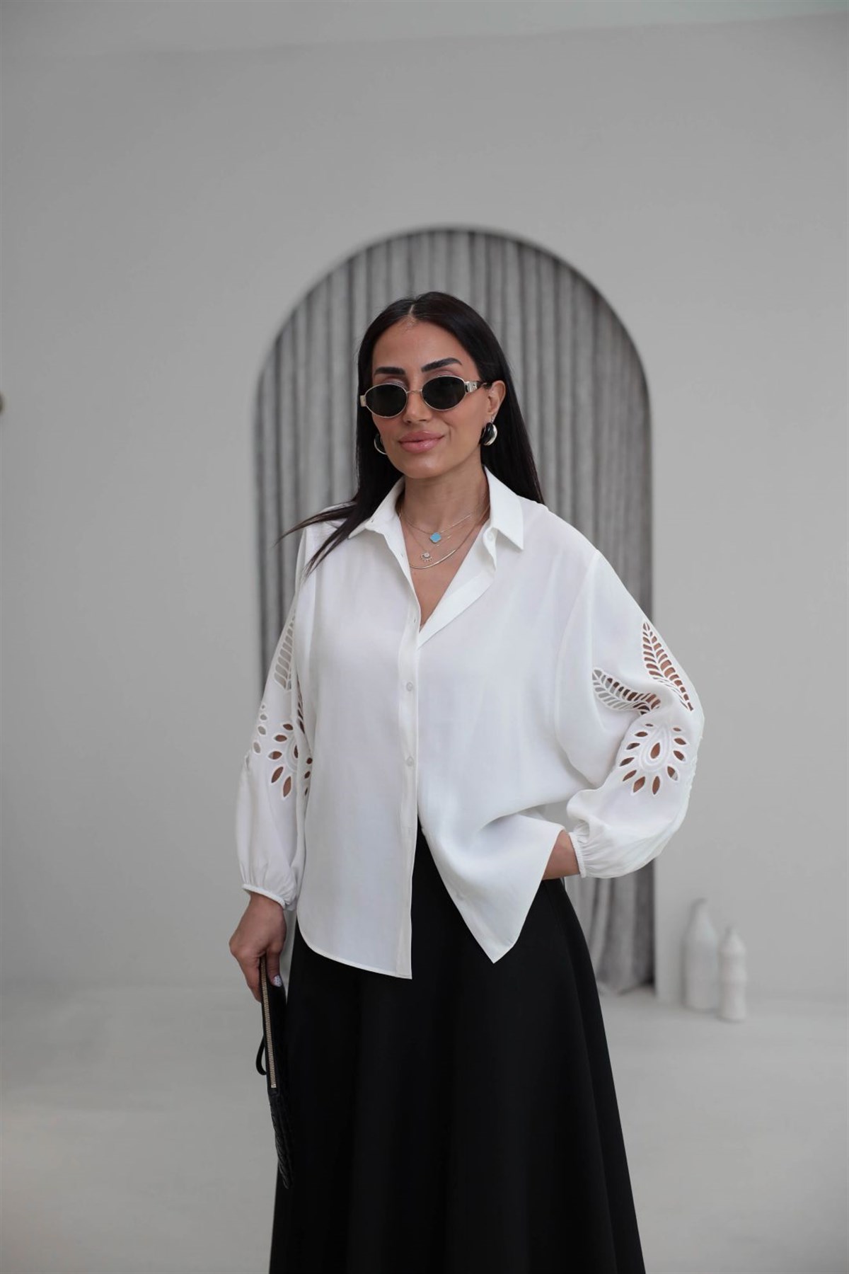 Kolları Fisto Detaylı Gömlek EKRU