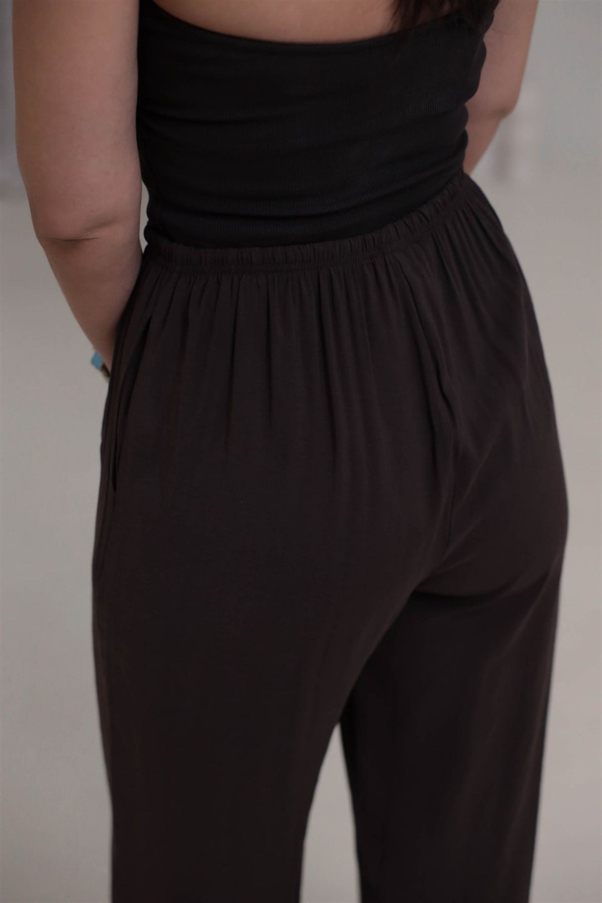 9819 Beli Bağcıklı Cupra Pantolon KAHVE