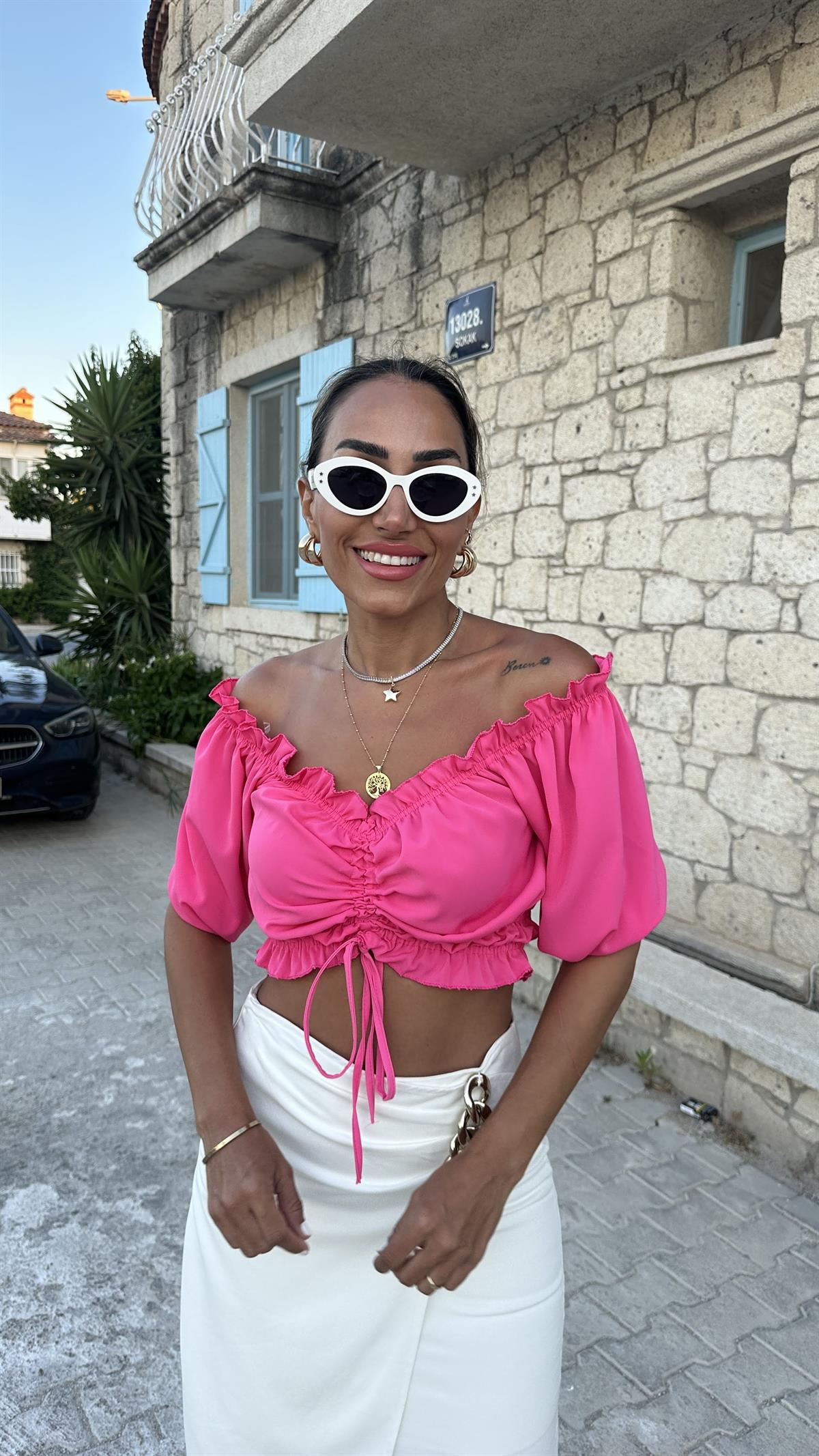 4580 Jessica Kumaş Önü Büzgülü Bluz