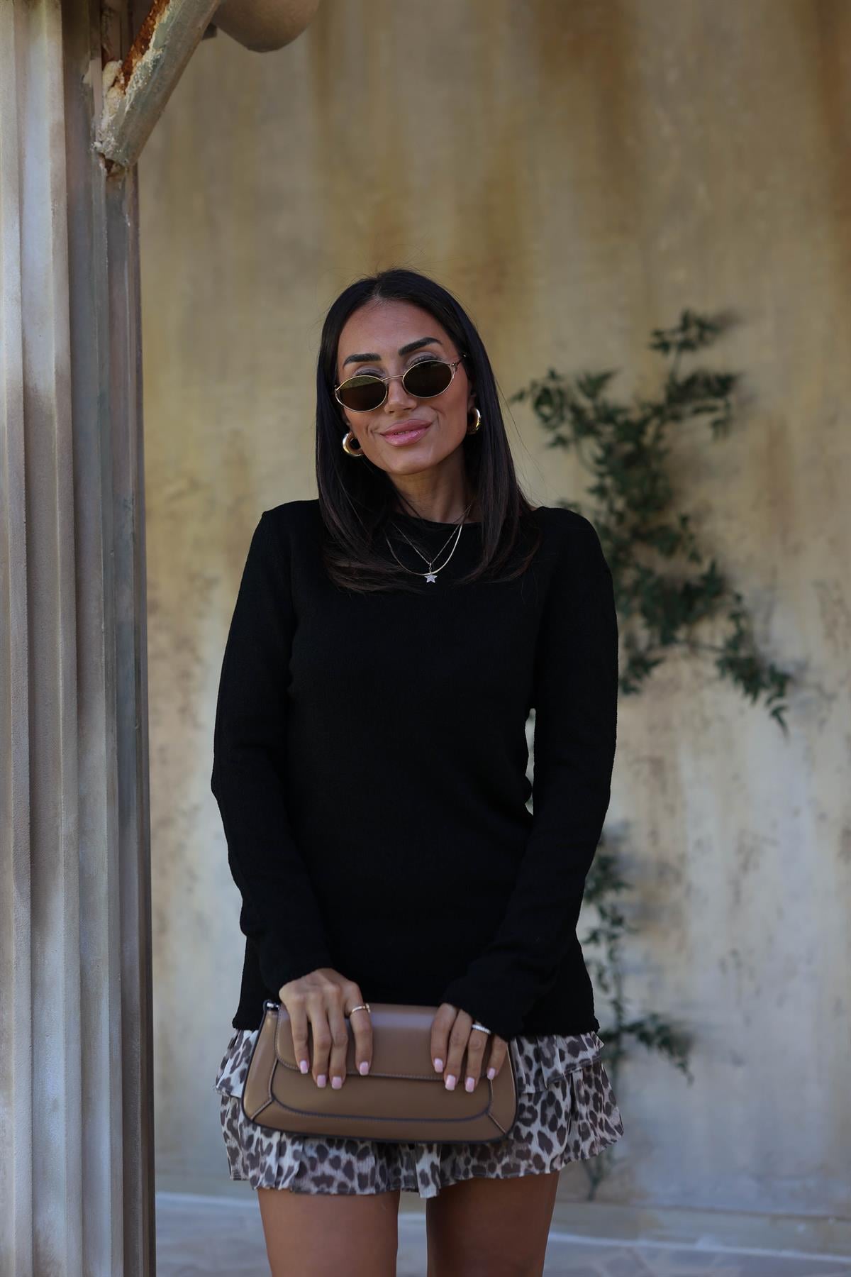 5172K Mevsimlik Brumel Triko Bluz SİYAH