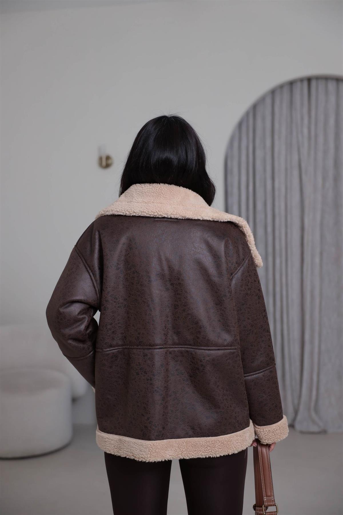 9195 İçi Kürklü Nubuk Mont KAHVE