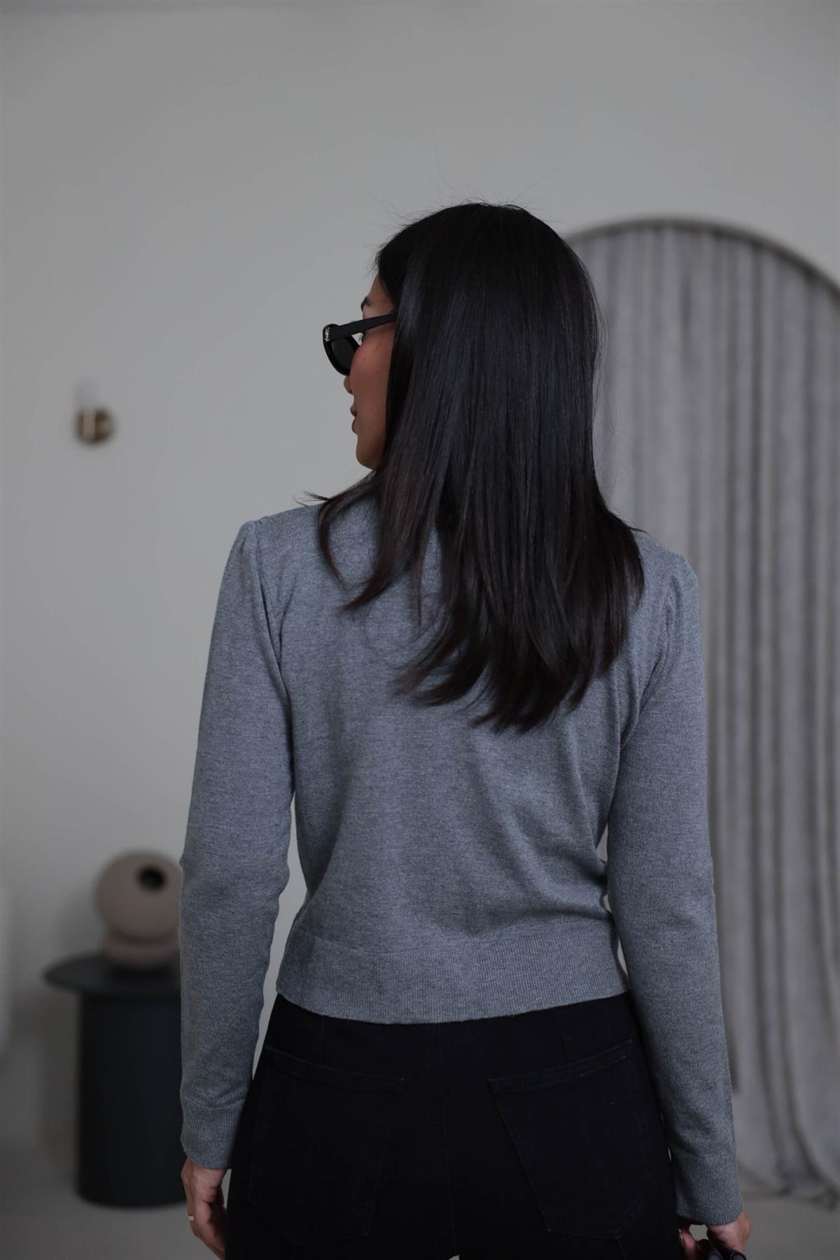 2016 Bisiklet Yaka Yumuşak Massi Hırka GRİ