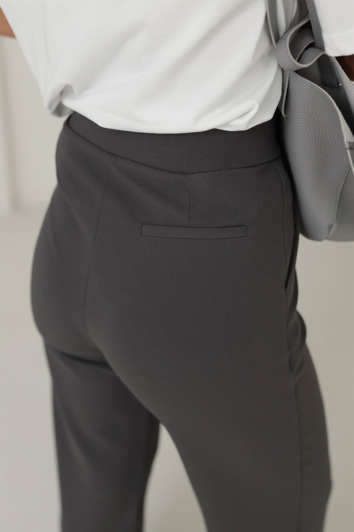 3826 Likralı Cırtlı Palazzo Pantolon ANTRASİT