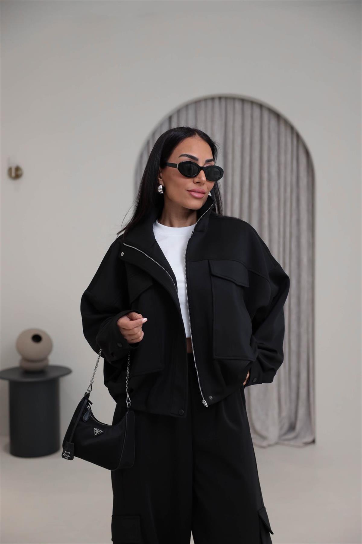 Cepli Fermuarlı Tok Scuba Takım SİYAH