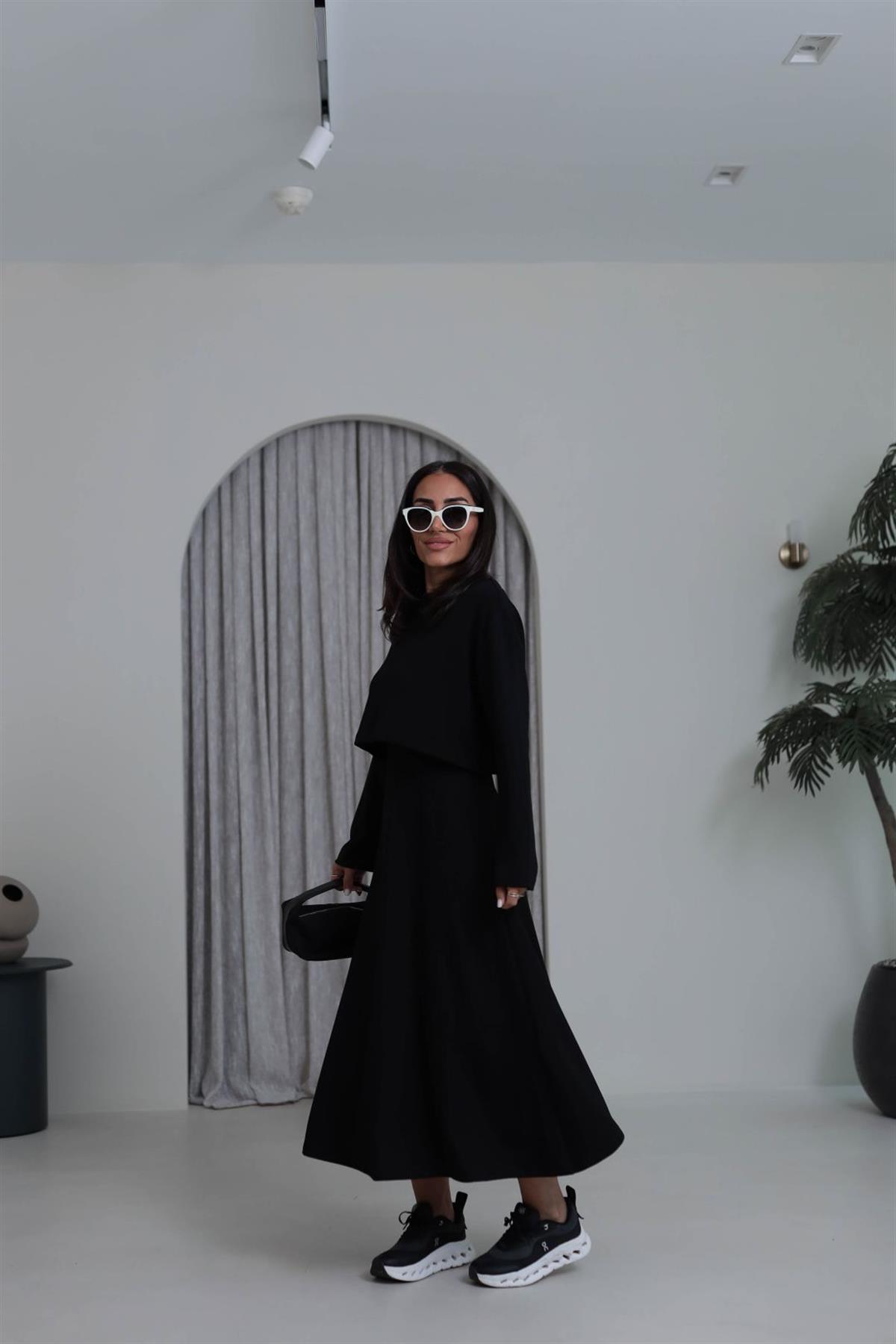 4064 Elbiseli Bluzlu Takım SİYAH