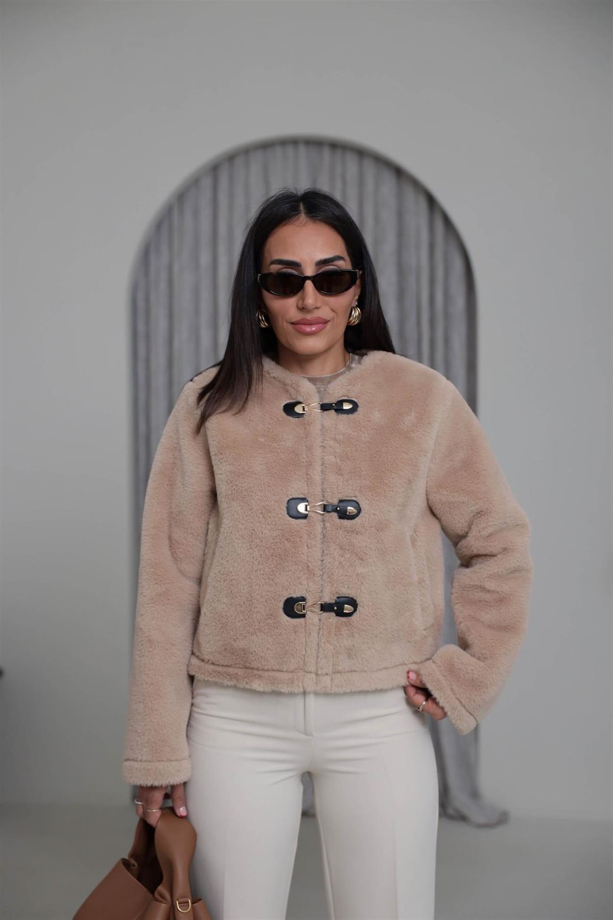 1289 Gold Aksesuar Detaylı Ceket CAMEL