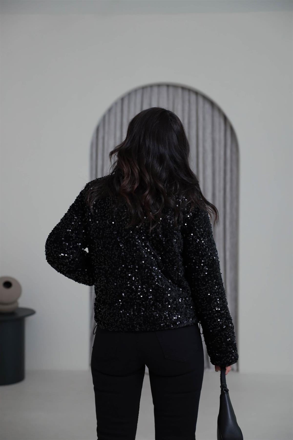 9544 Pullu Dik Yaka Şişme Mont SİYAH