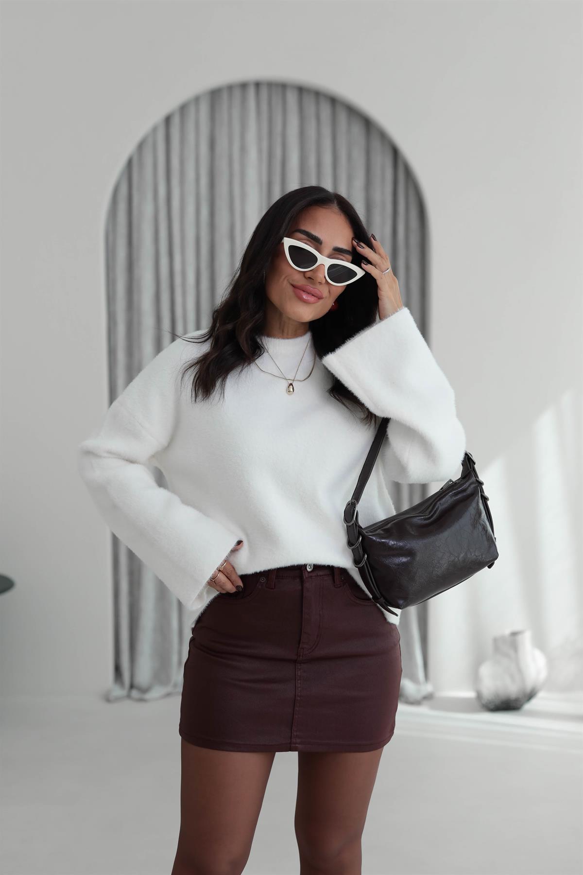 5256 Bisiklet Yaka Angora Triko EKRU