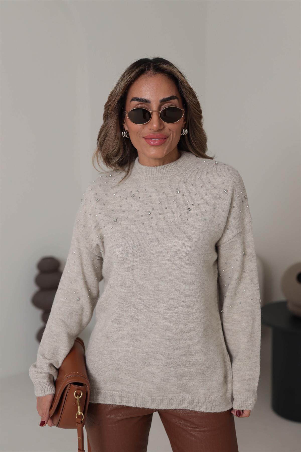 1106 Droplu Taşlı Kazak