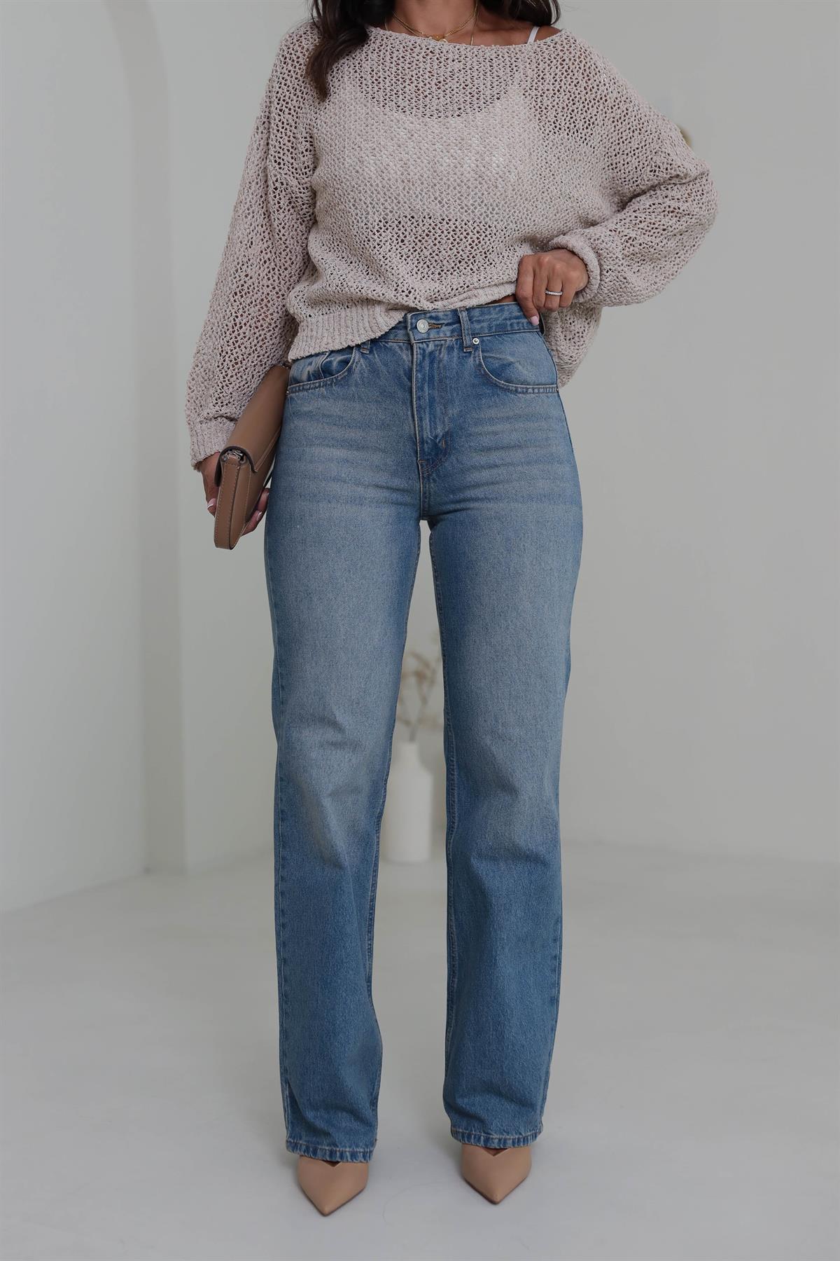 488 Yüksek Bel Wide Leg Jean KOYU MAVİ