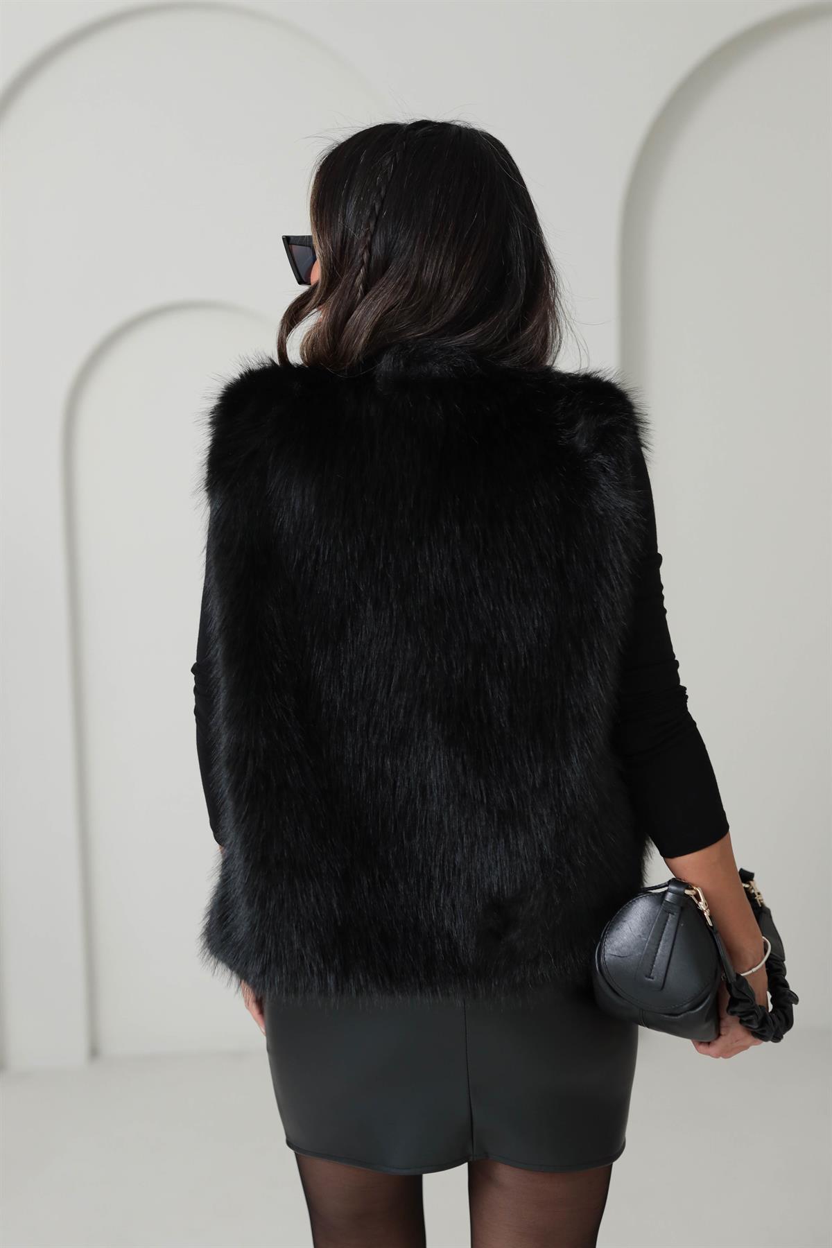 9064 Kürk Yelek SİYAH