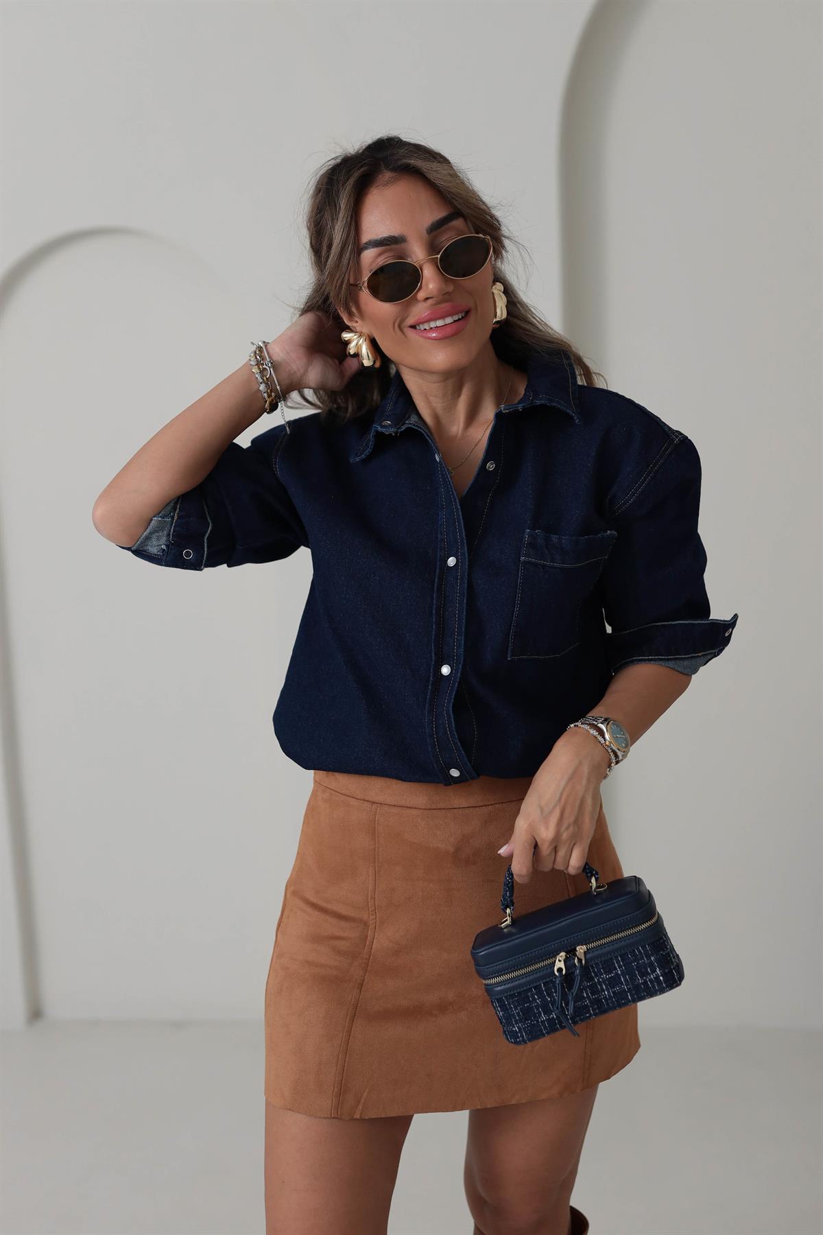 5364 Cep Detaylı Kot Gömlek Ceket LACİVERT