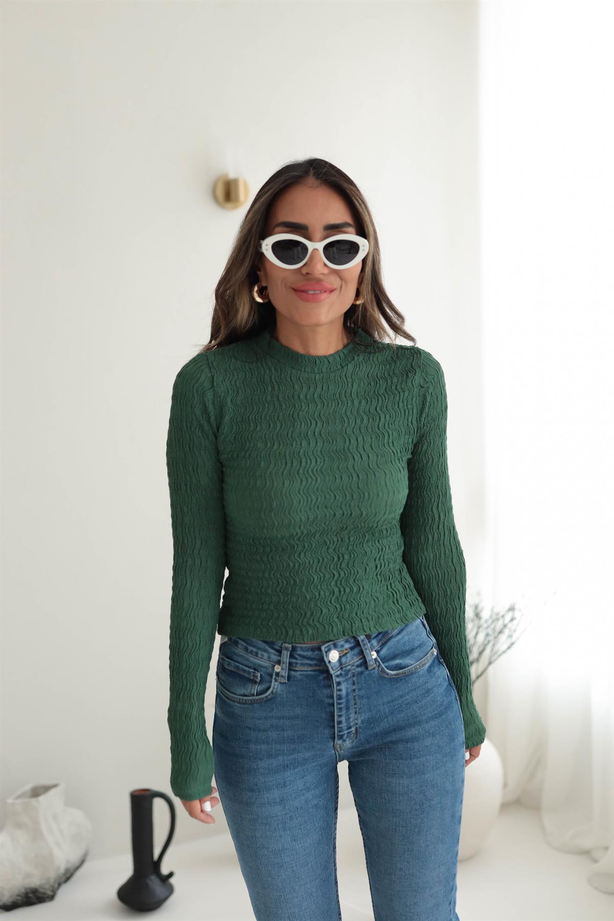 Mngo Büzgülü Likralı Bluz