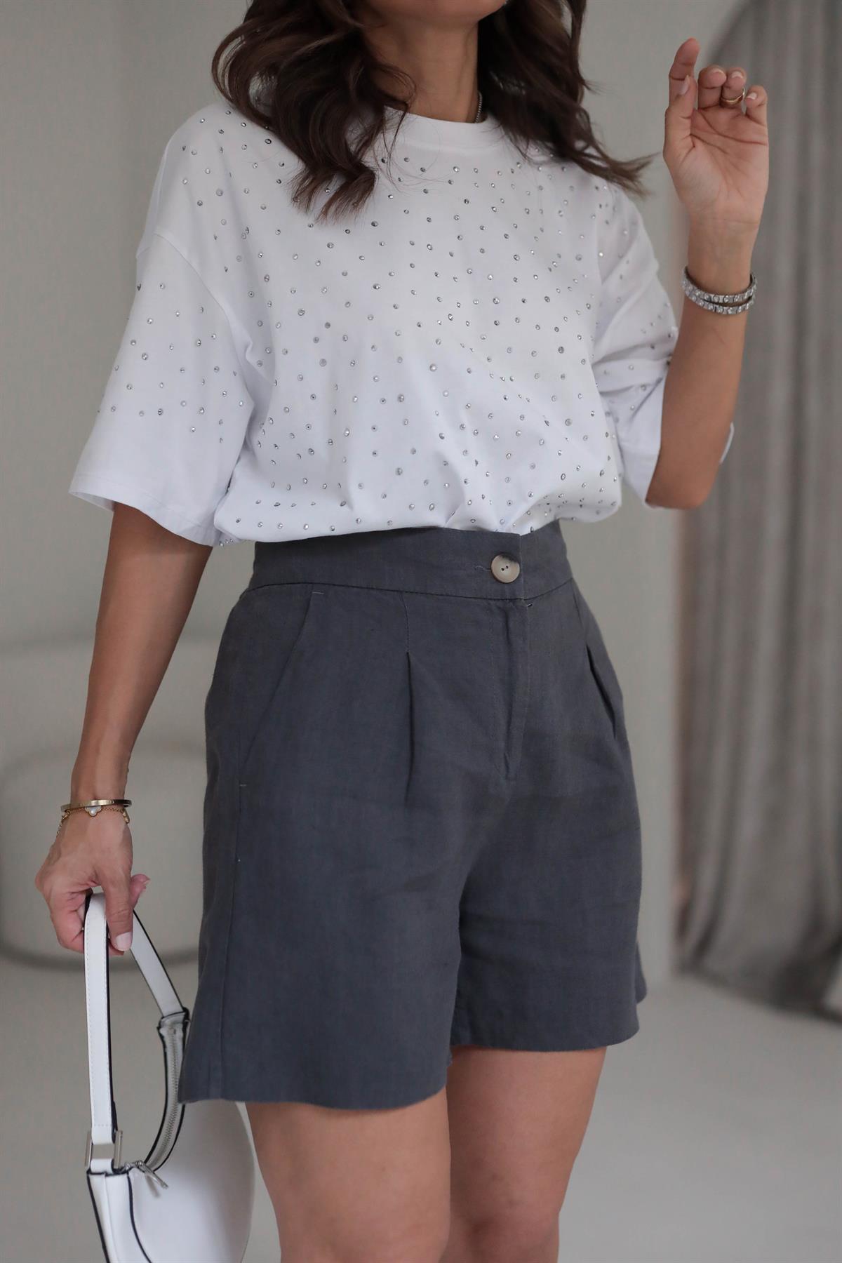 6211 Ham Keten Şort