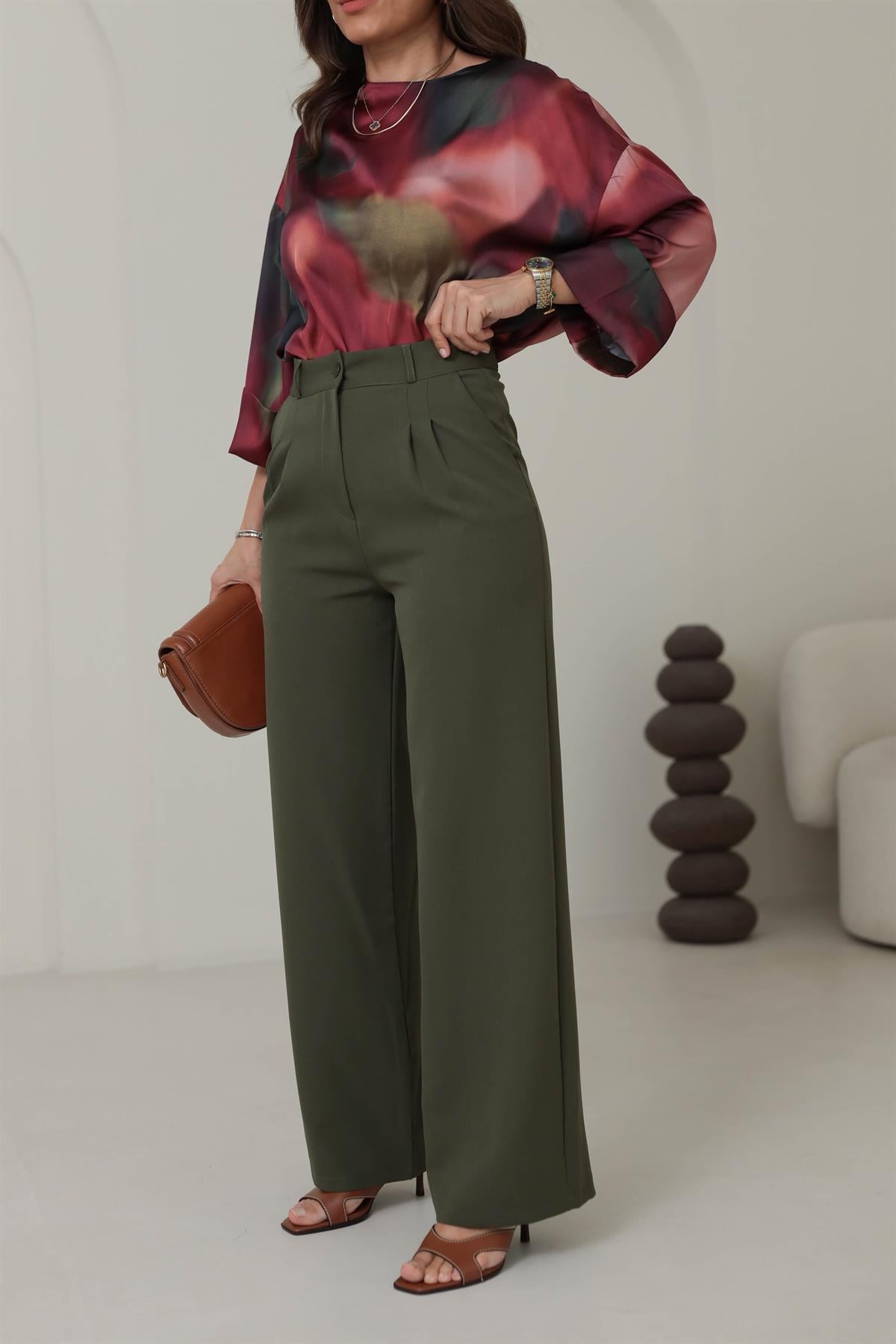 2300 Palazzo Pantolon HAKİ YEŞİL