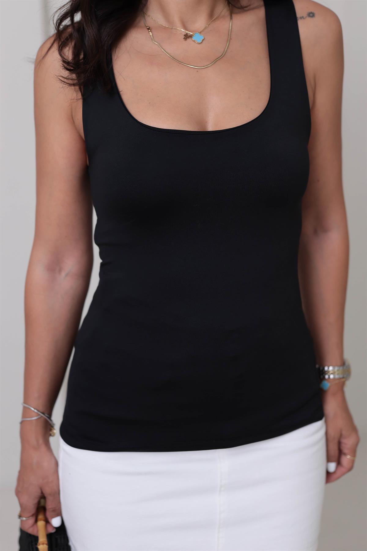 0977 Kalın Askılı Poliamid Atlet SİYAH