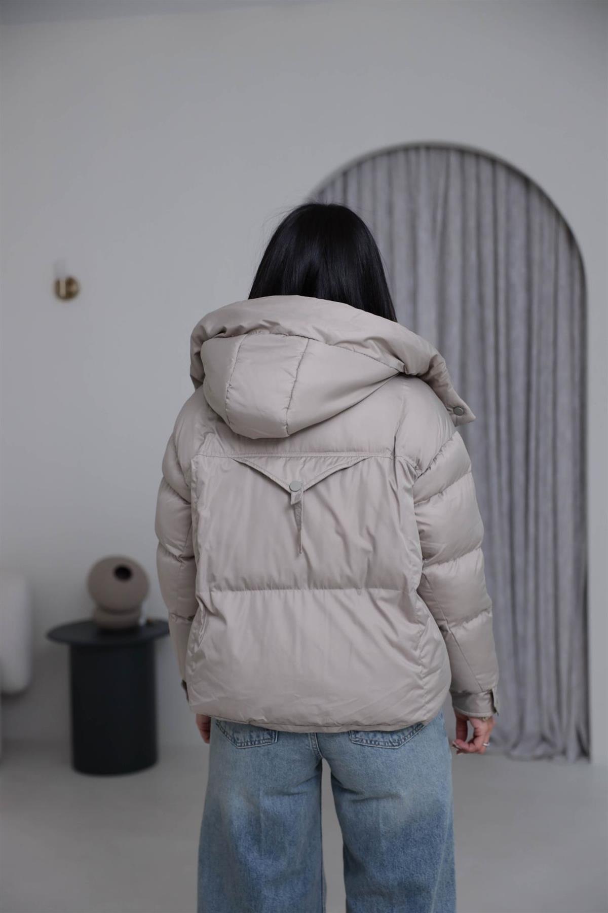 2733 Cep Toka Detay Şişme Mont TAŞ