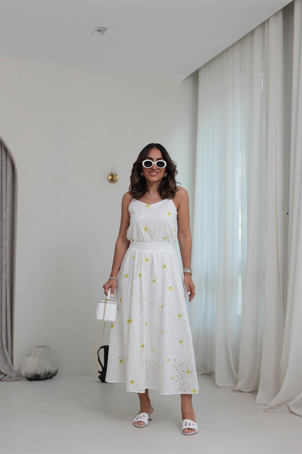 2884 Beli Lastikli Fisto Etek ÇİÇEKLİ