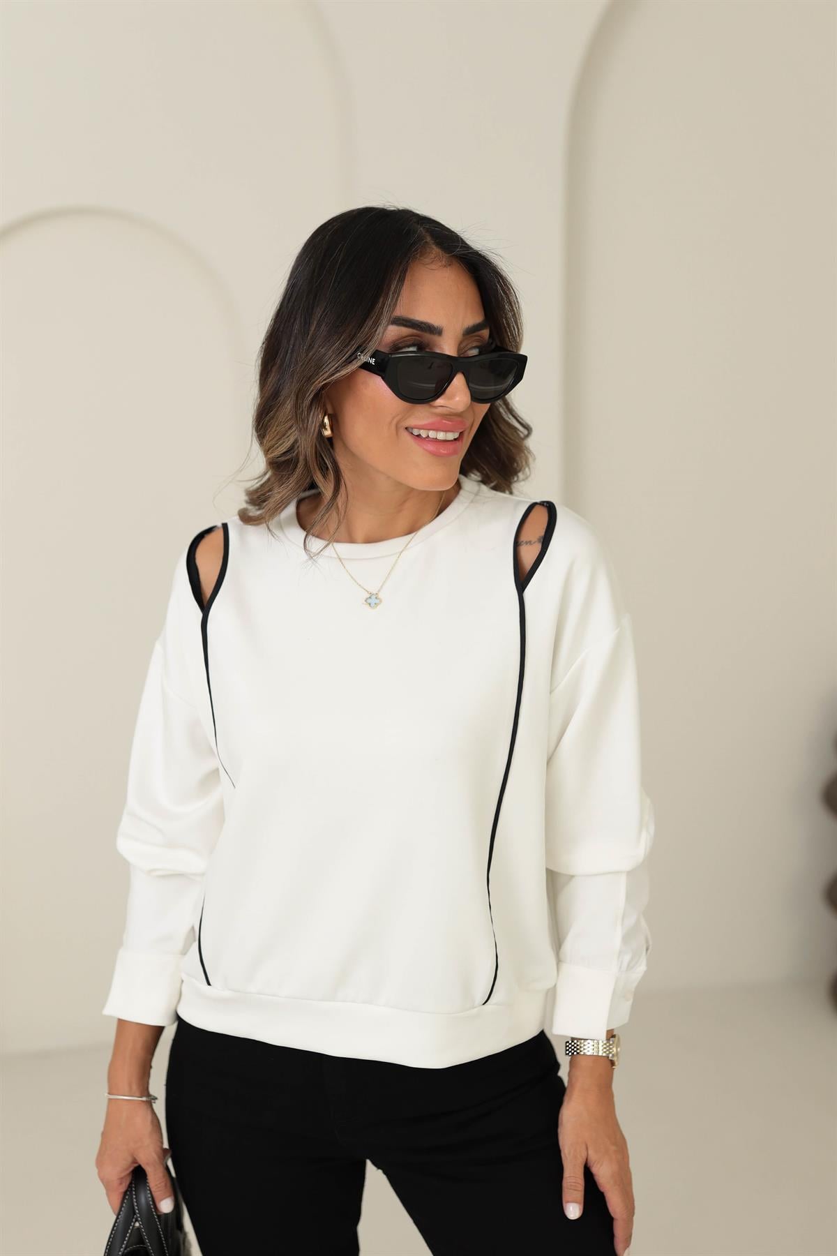 2963 Omzu Pencere Detaylı Modal Sweatshirt