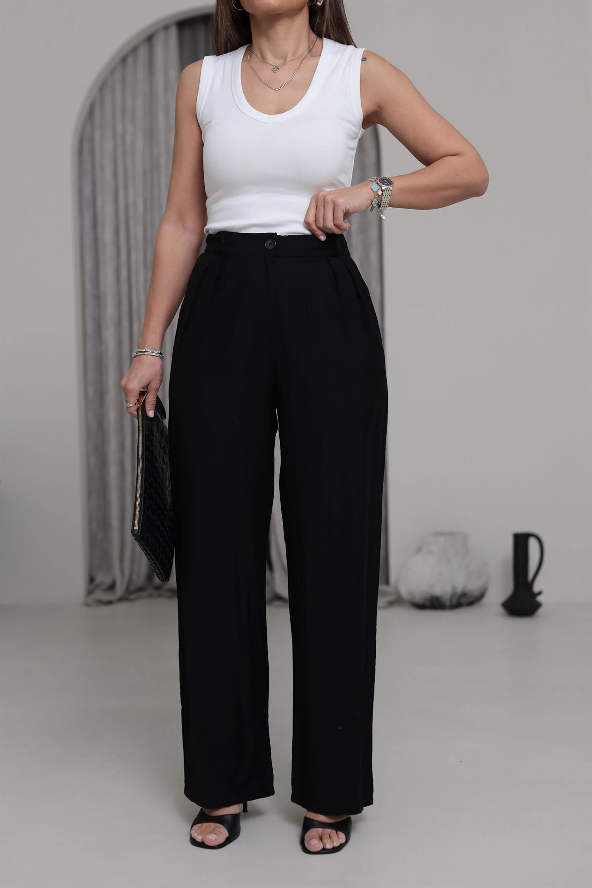 0115 Aerobin Palazzo Pantolon SİYAH