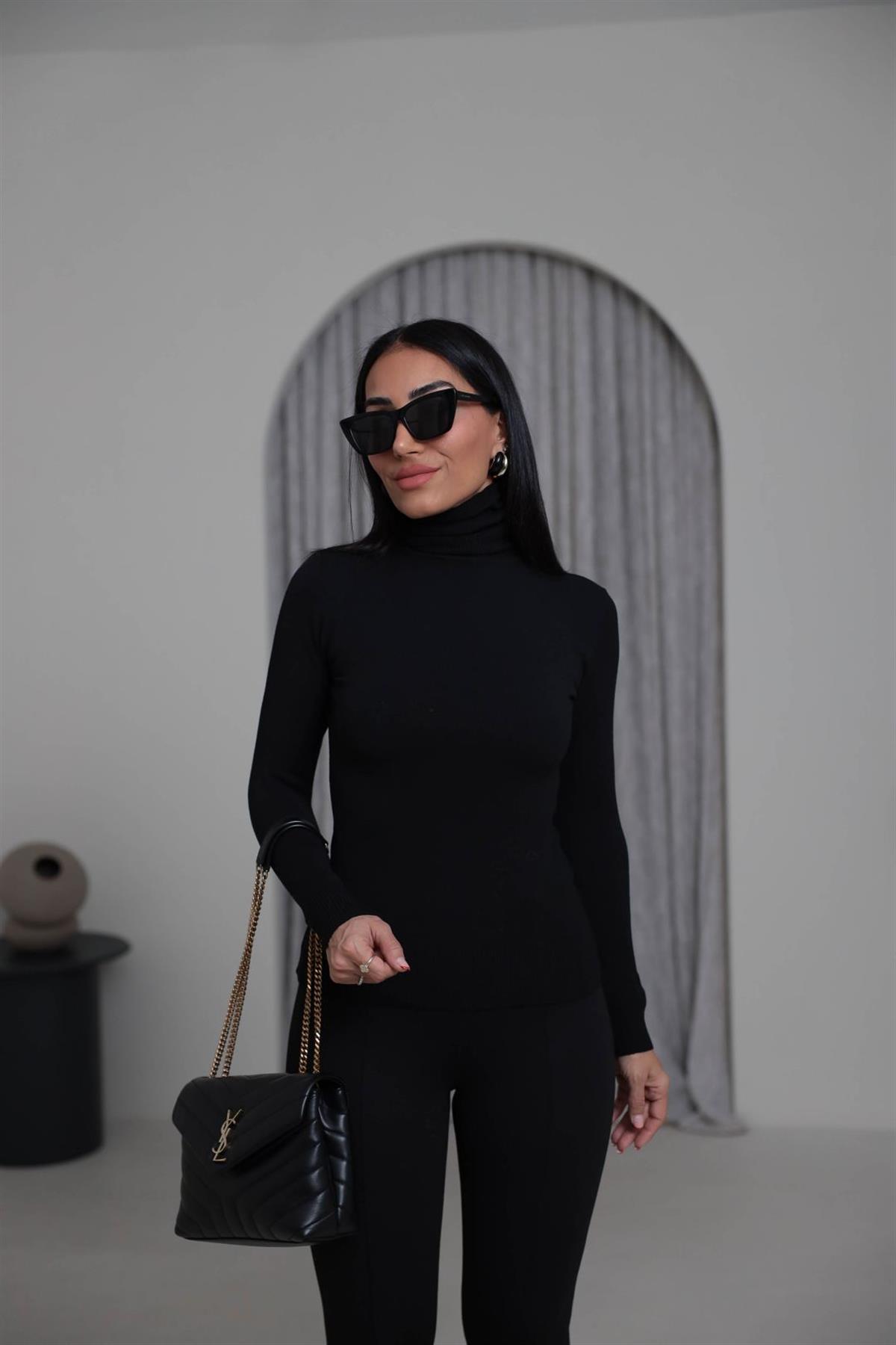 013 Balıkçı Yaka Triko Kazak SİYAH