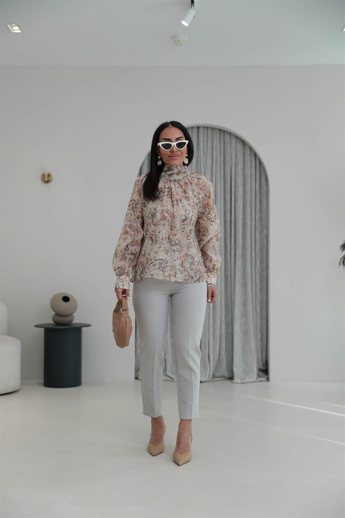 U5113-K Önü Flotalı Kumaş Pantolon TAŞ