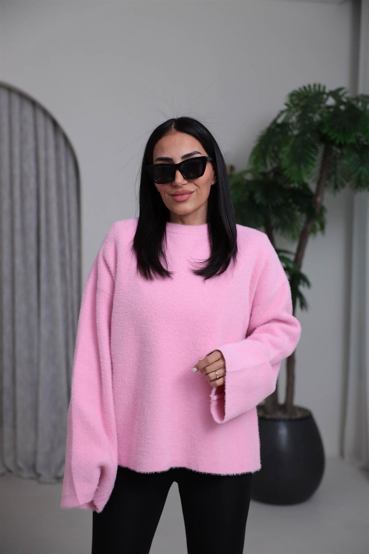 5256 Bisiklet Yaka Angora Triko PEMBE