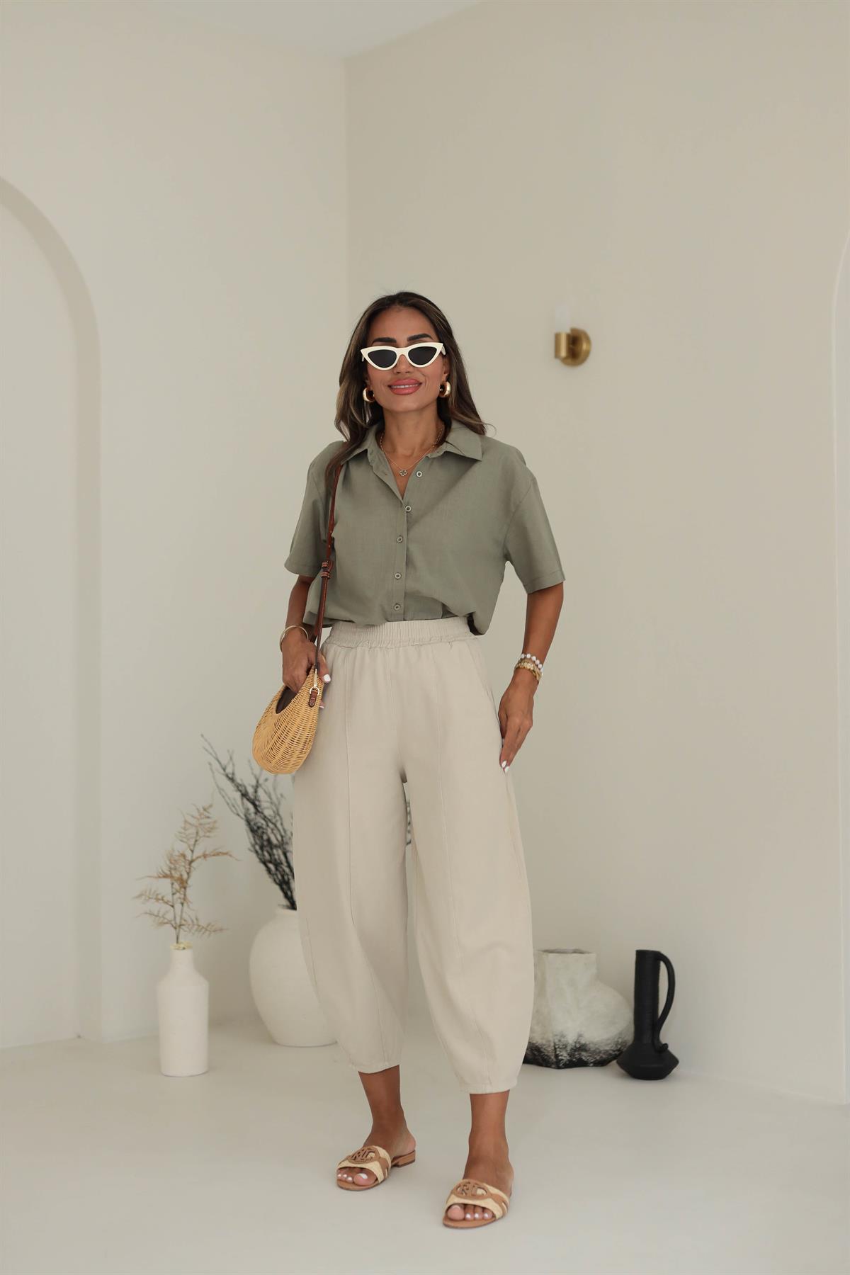 Bel Lastikli Rahat Kalıp Pantolon