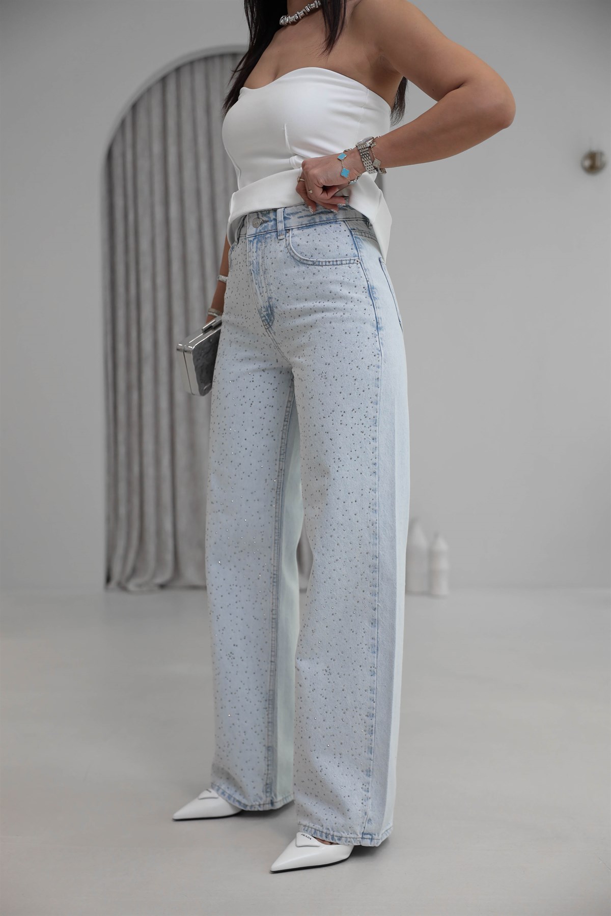 1071 Taşlı Buz Mavi Jean BUZ MAVİ