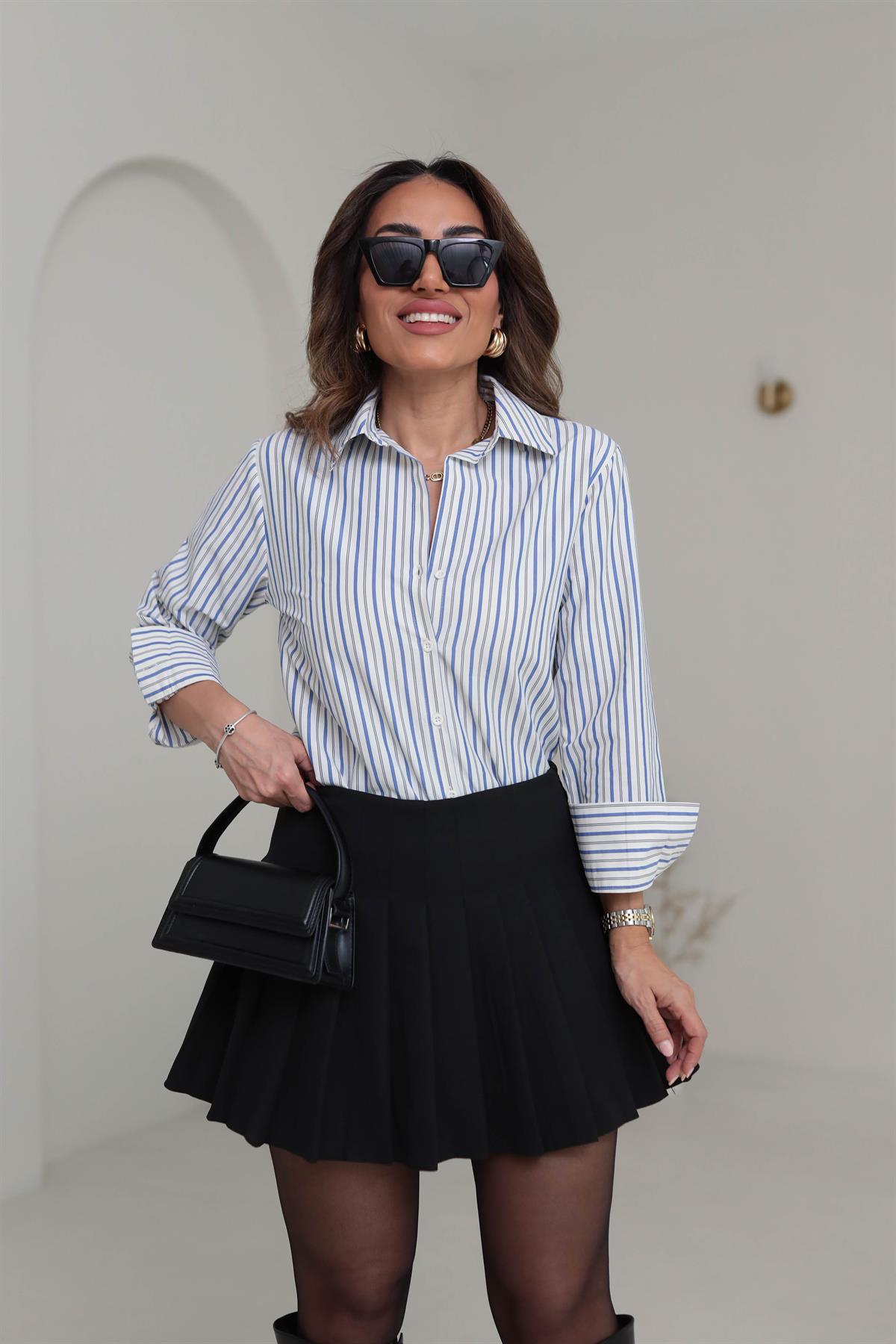 5683 Pliseli Şort Etek SİYAH