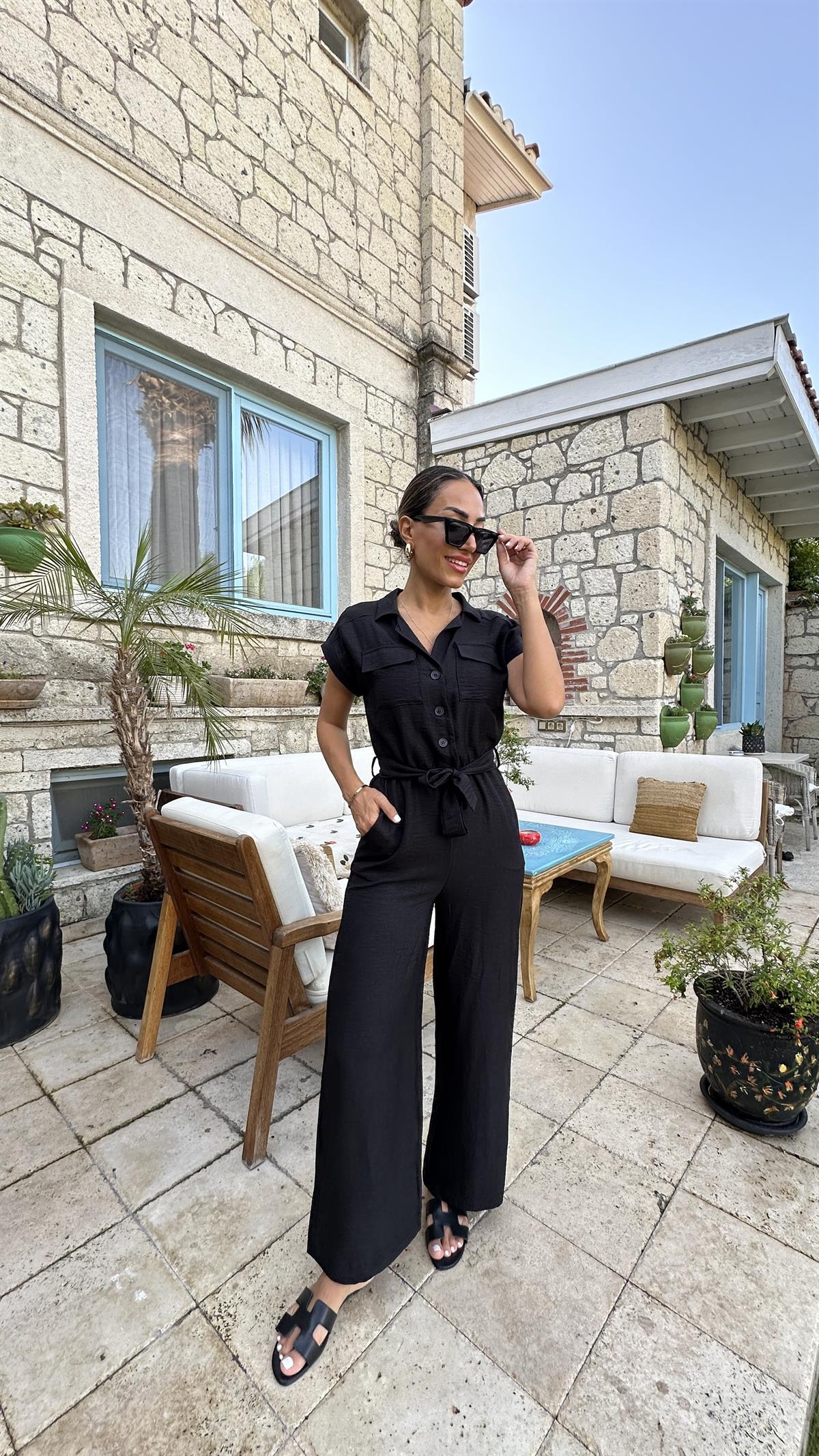 7174 Apoletli Cep Detaylı Rahat Tulum