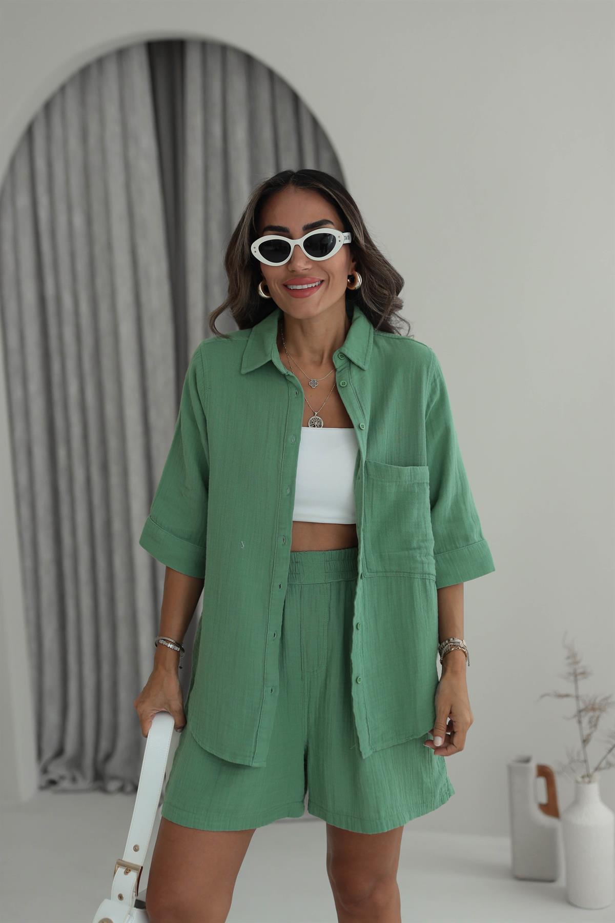 4965 Müslin Gömlek & Şort Takım