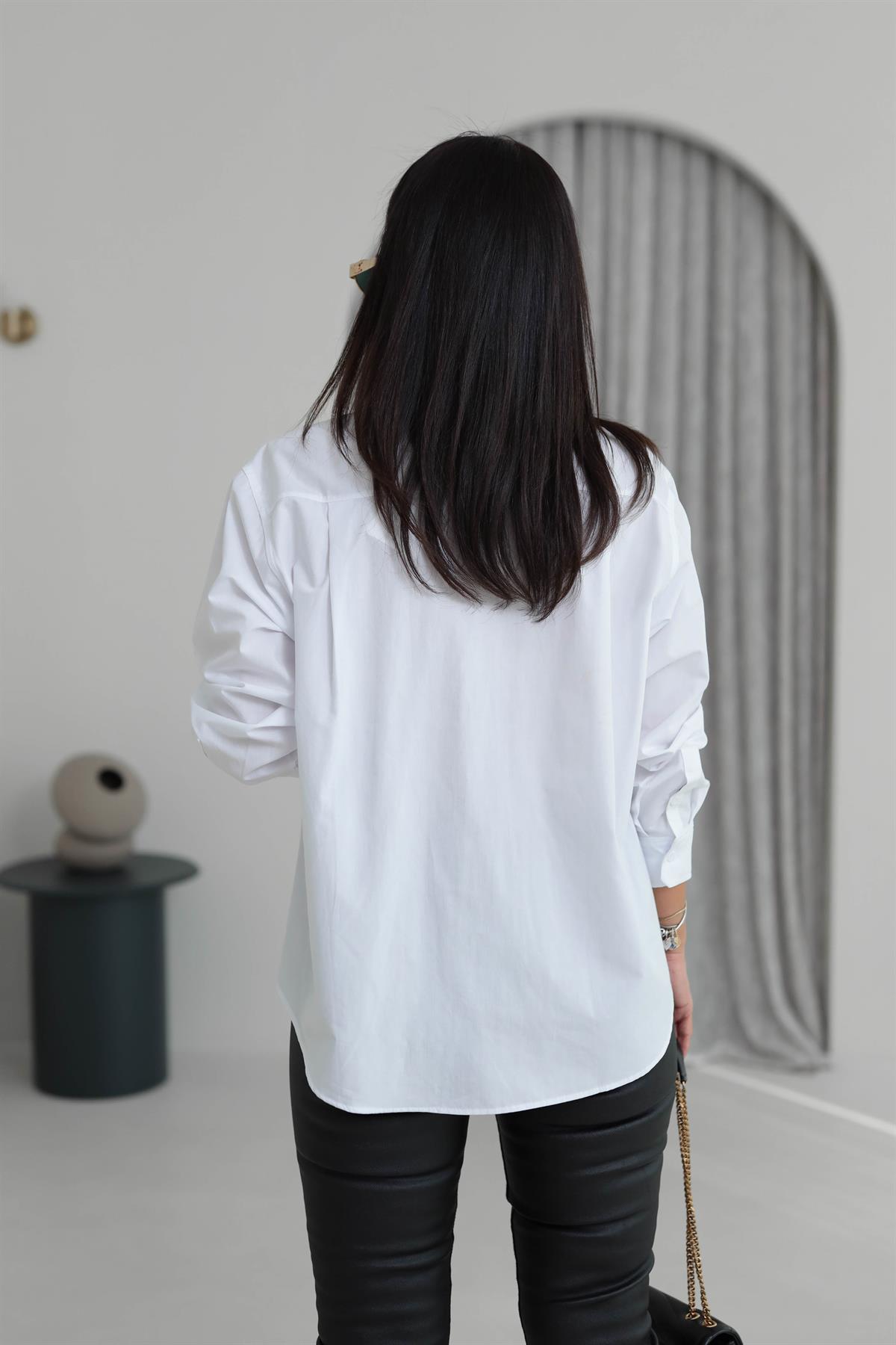 6985 Basic Pamuklu Gömlek BEYAZ