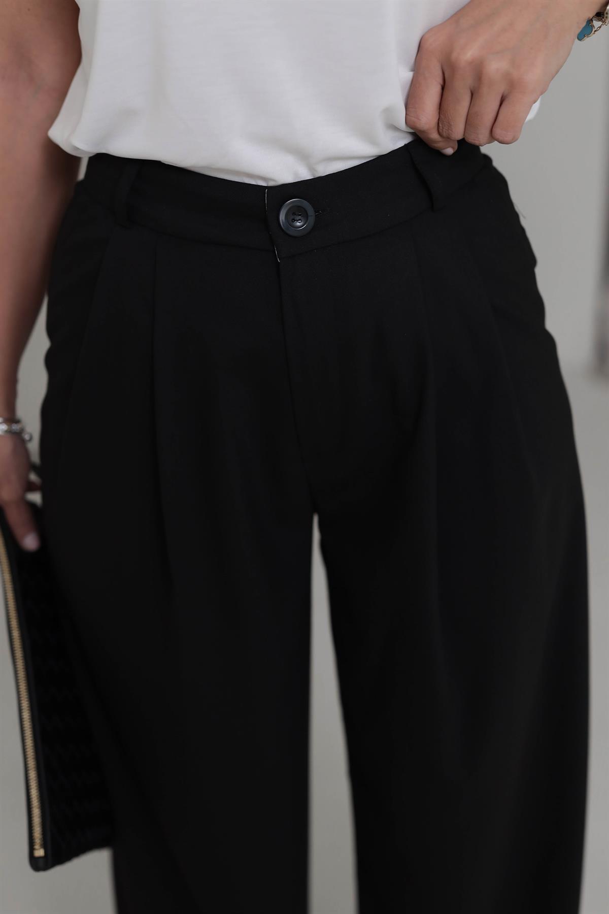 0997 Pensli Palazzo Pantolon SİYAH