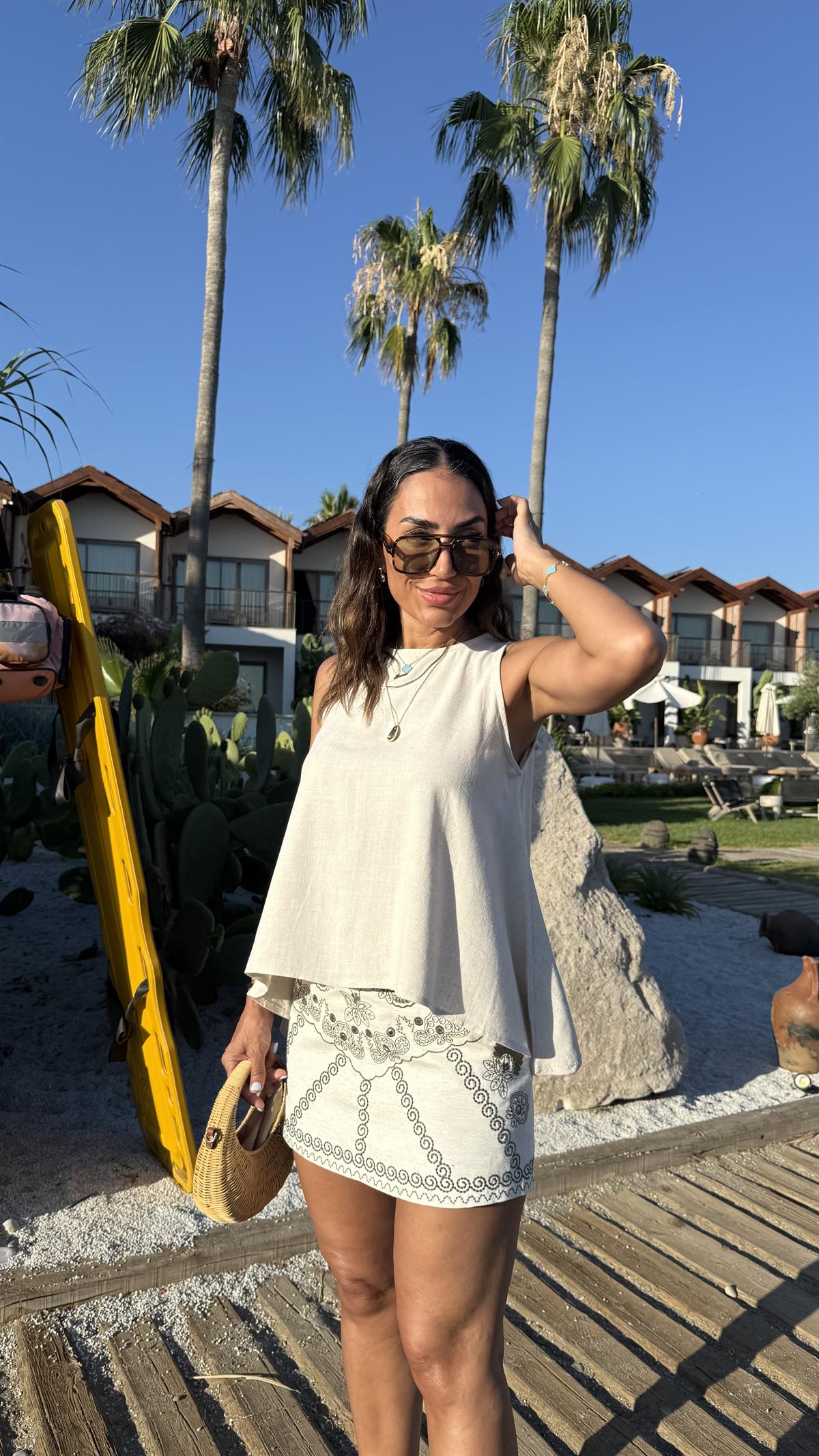 0004 Keten Salaş Asimetrik Bluz NATURAL