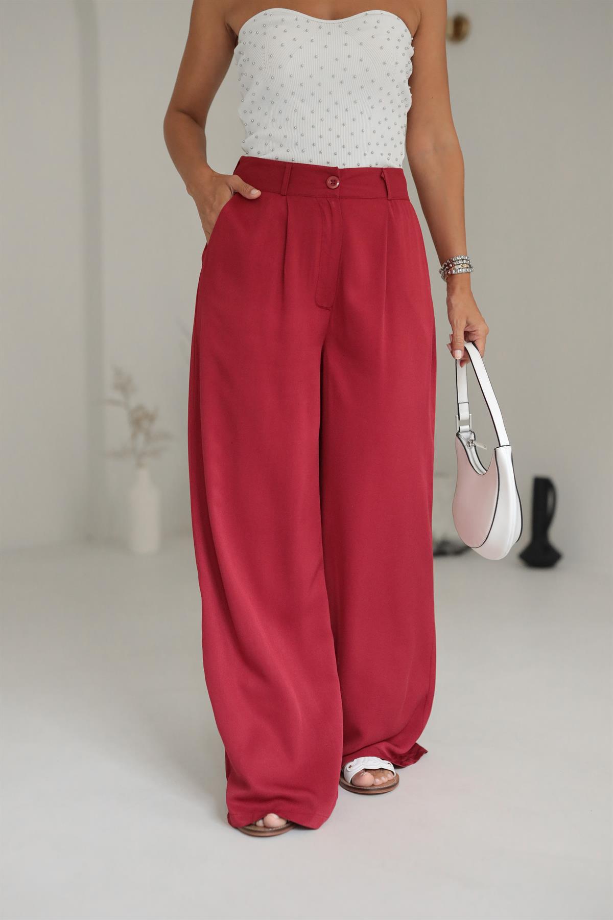 Tencel Kumaş Palazzo Pantolon